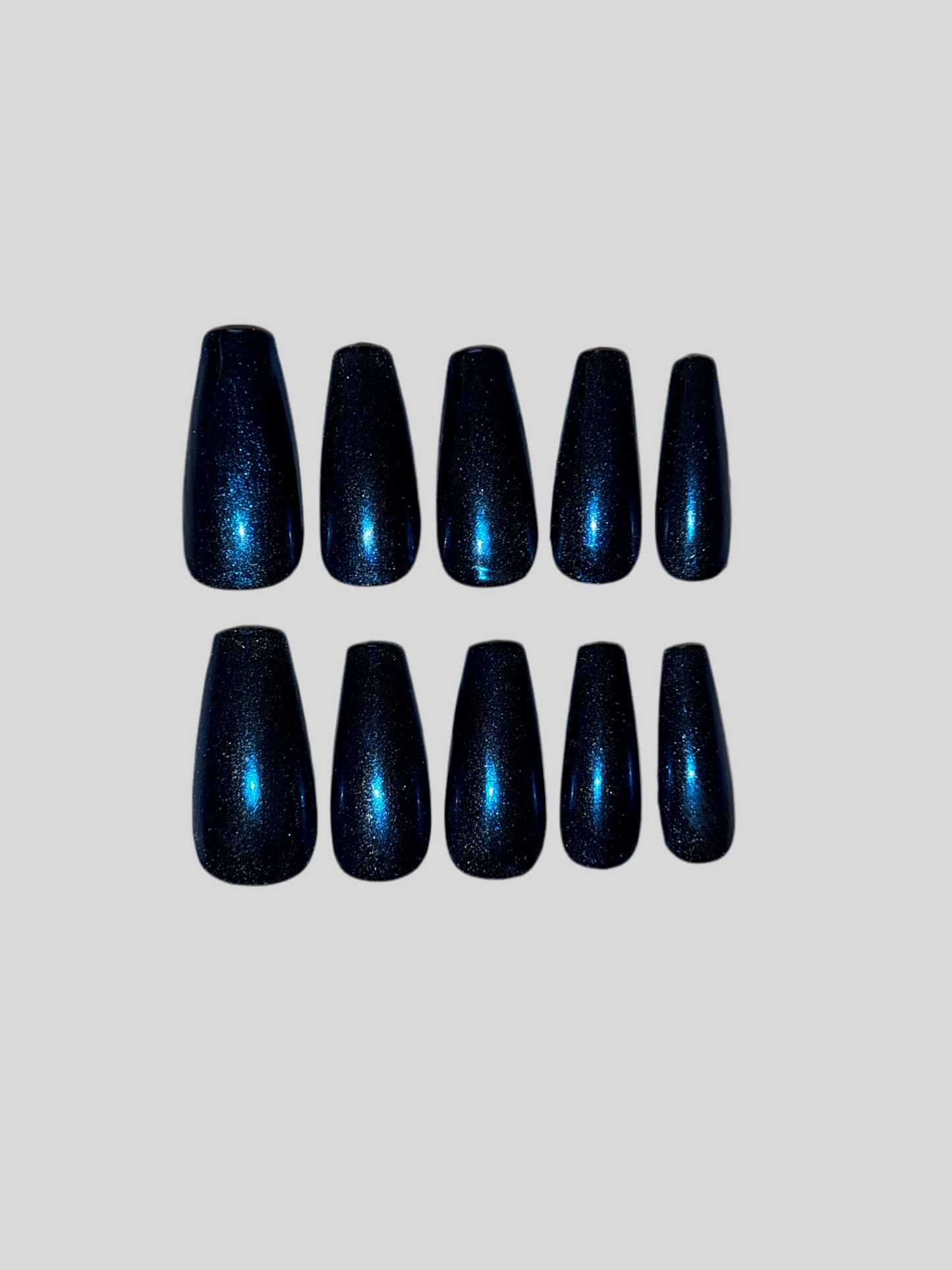 Midnight Aurora – Magnetic Chrome Cat Eye Press-On Nails