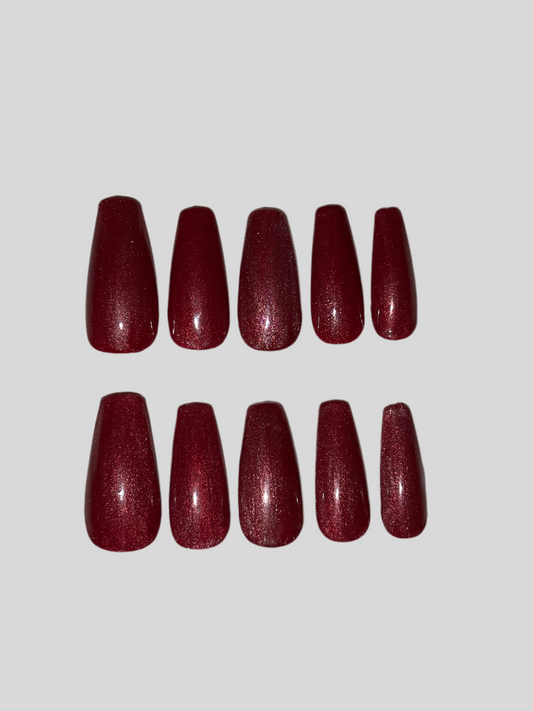 Ruby Glaze – Hypnotic Cat Eye Press-On Nails