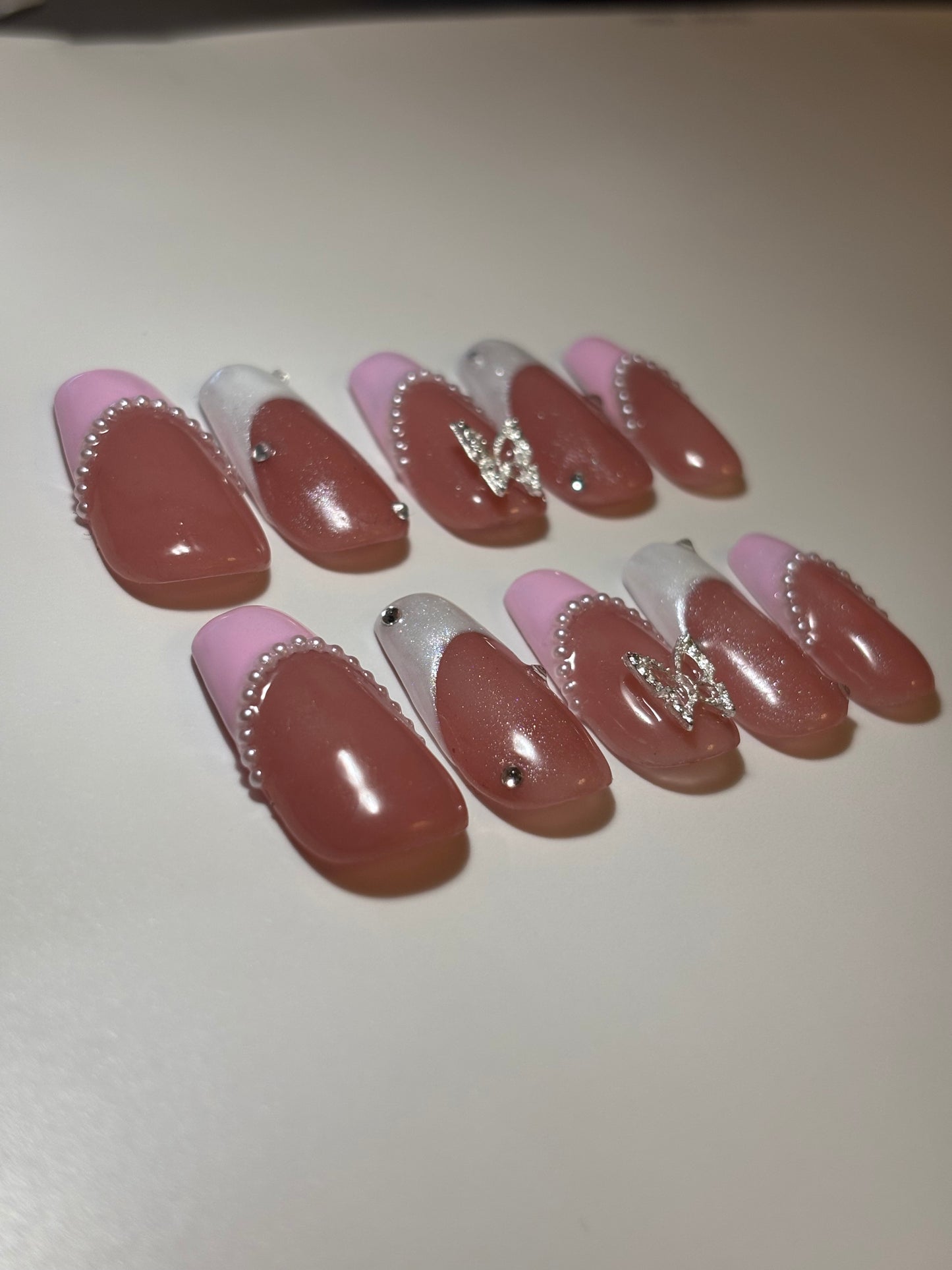 Blush Elegance Press-On Nails – Soft Pink, Luxury Reusable Fake Nails, Elegant Nail Set