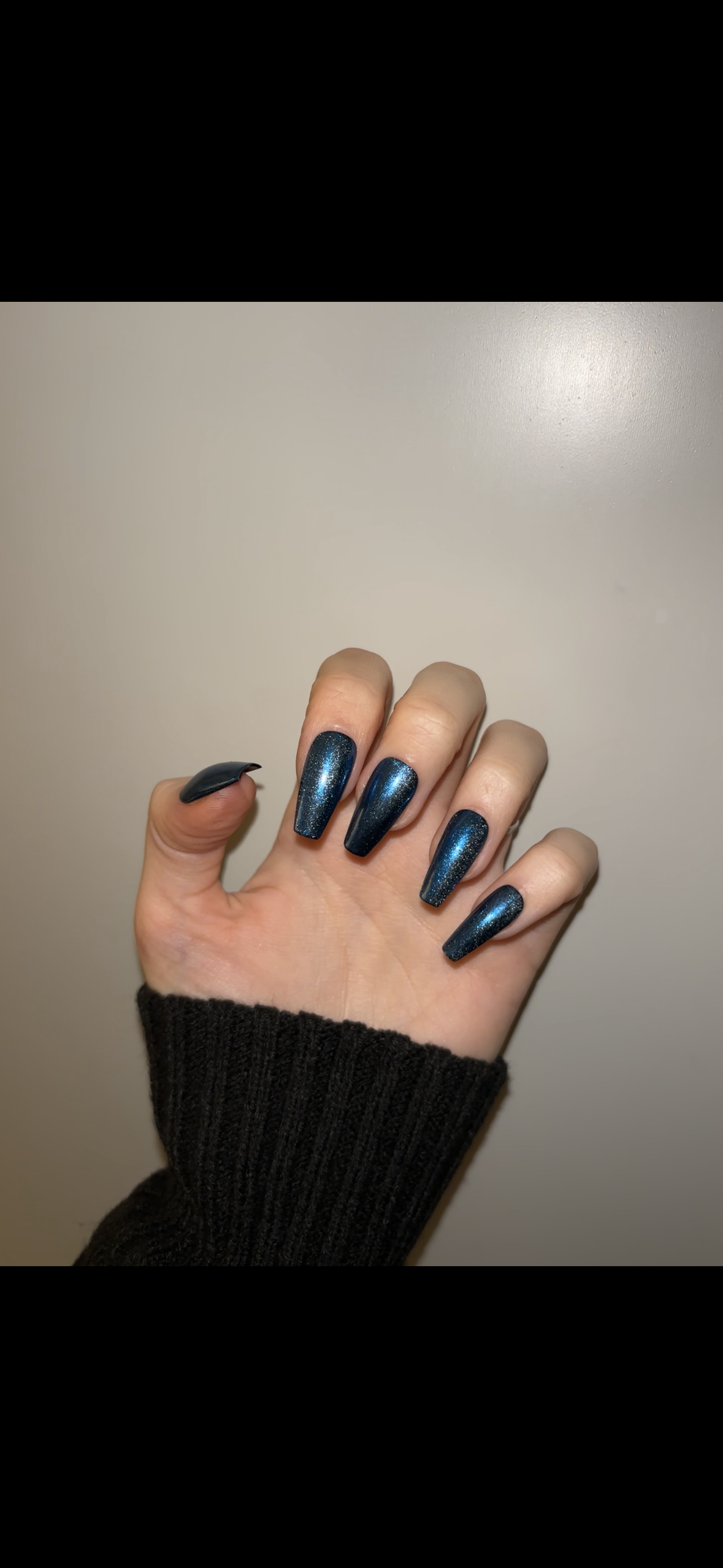 Midnight Aurora – Magnetic Chrome Cat Eye Press-On Nails