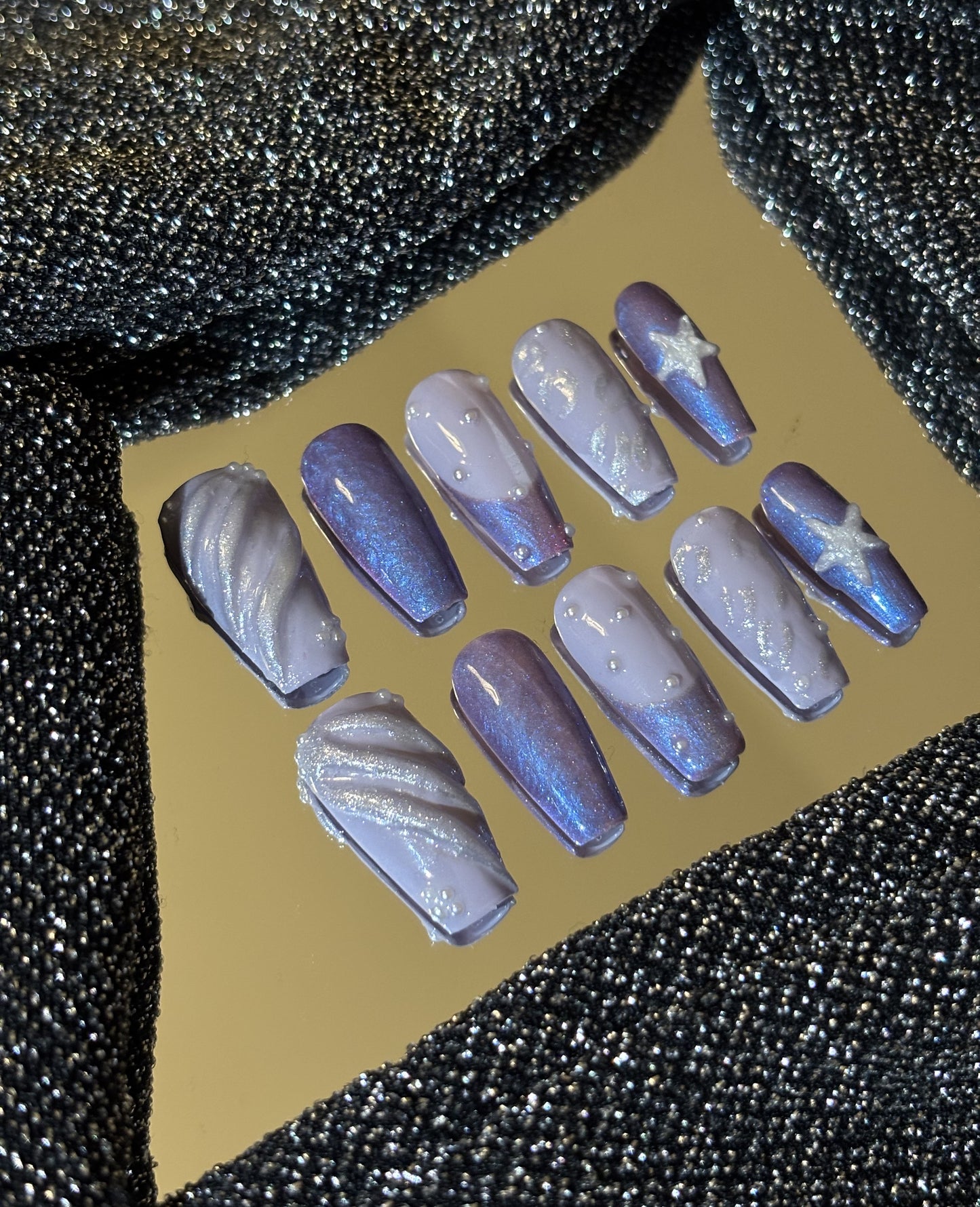 Galactic Dream – Futuristic Chrome Press-On Nails for a Bold Look